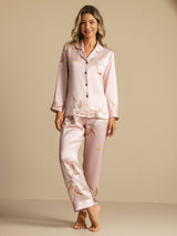 [Rosa] SilkSilky-IT Long Sleeve Lapel Collar Pigiami da donna 003