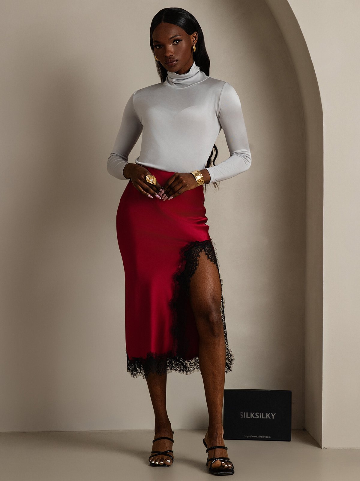 SilkSilky-IT 19Momme Seta Skirt Vino 005