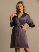[Grigio Porpora] SilkSilky-IT Half Sleeve Vestaglia da donna 005