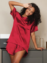 [Vino] SilkSilky-IT Short Sleeve Round Neck Pigiami da donna 001