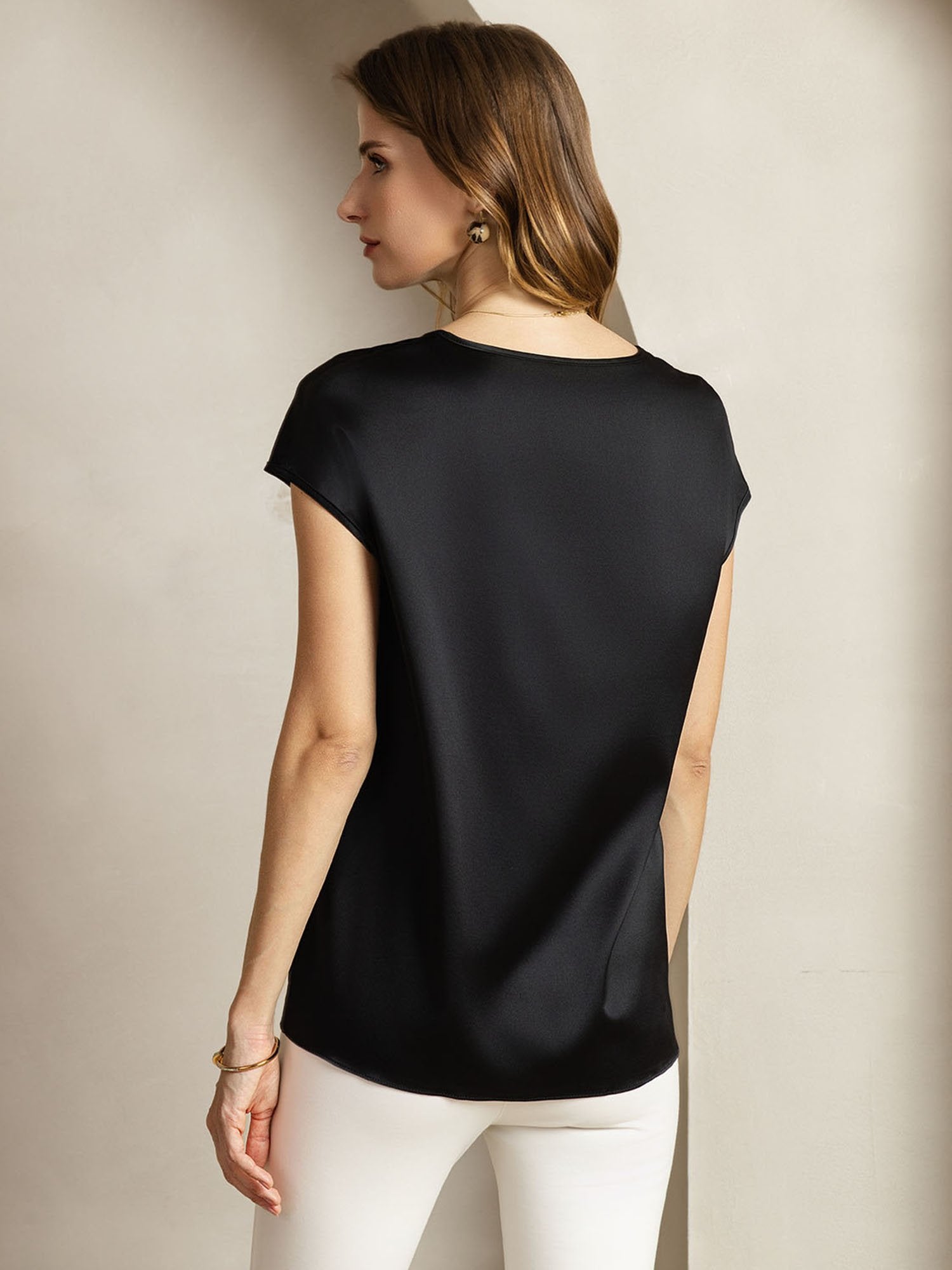 [Nero] SilkSilky-IT 19Momme Seta Womens T-Shirt 002