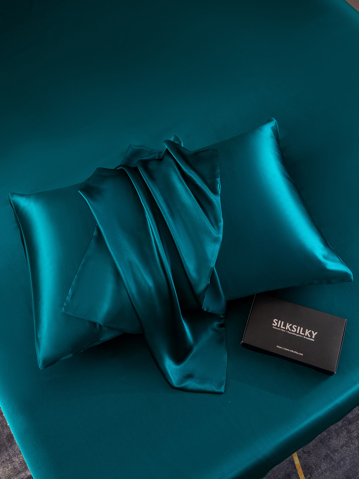 [Verde Acqua] SilkSilky-IT 22Momme Seta pura Pillowcase 005