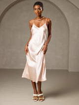 [Rosa] SilkSilky-IT Sleeveless V Neck Vestiti da donna 001