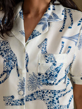 [Giraffa Bianca] SilkSilky-IT Short Sleeve Notch Collar Pigiami da donna 006