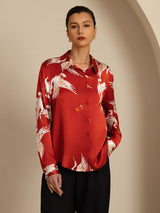 [Vino] SilkSilky-IT 19Momme Manica lunga Colletto con Revers Camicie da donna 003
