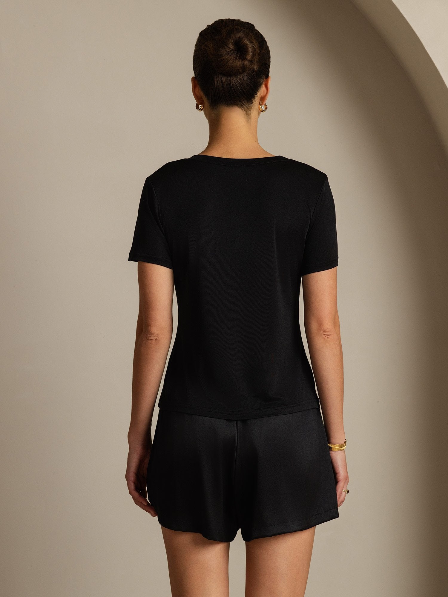 [Nero] SilkSilky-IT Seta pura Womens T-Shirt 002