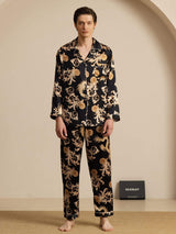 [Drago Nero] SilkSilky-IT Long Sleeve Lapel Collar Pigiami da uomo 001