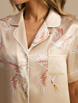 [Champagne] SilkSilky-IT Short Sleeve Lapel Collar Pigiami da donna 005