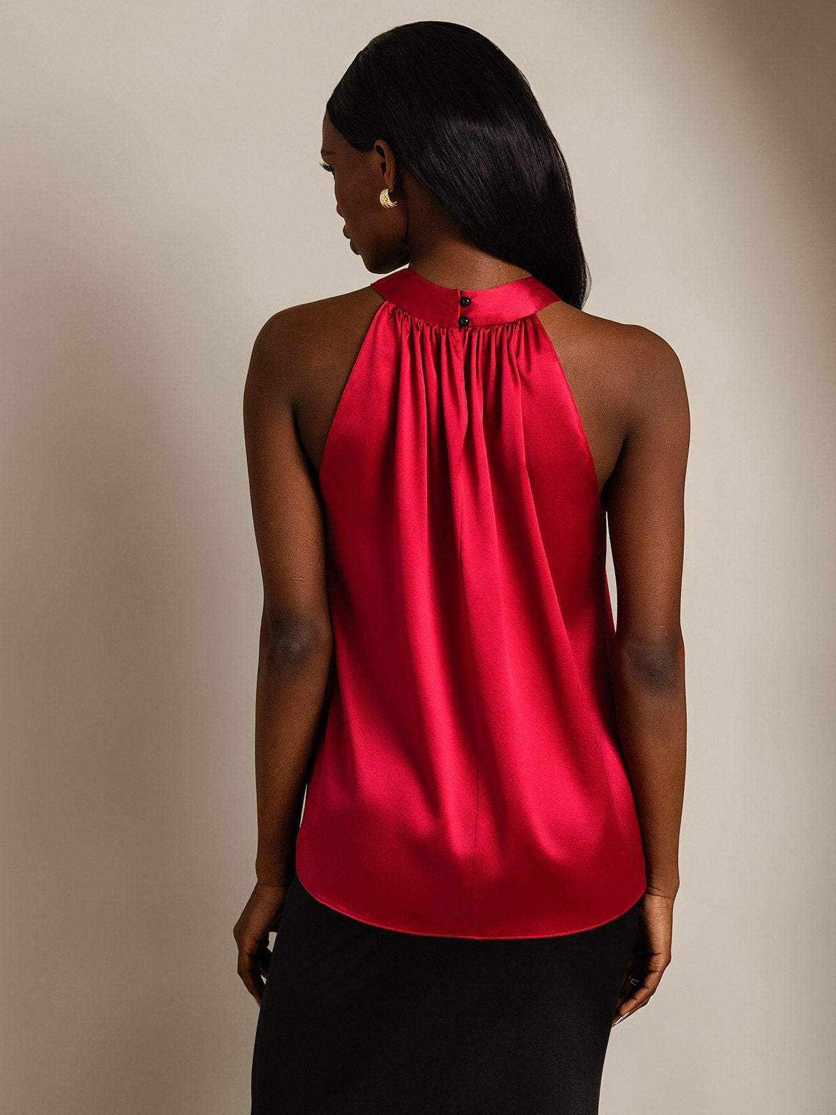 [Vino] SilkSilky-IT 19Momme Seta Senza maniche Womens T-Shirt 002