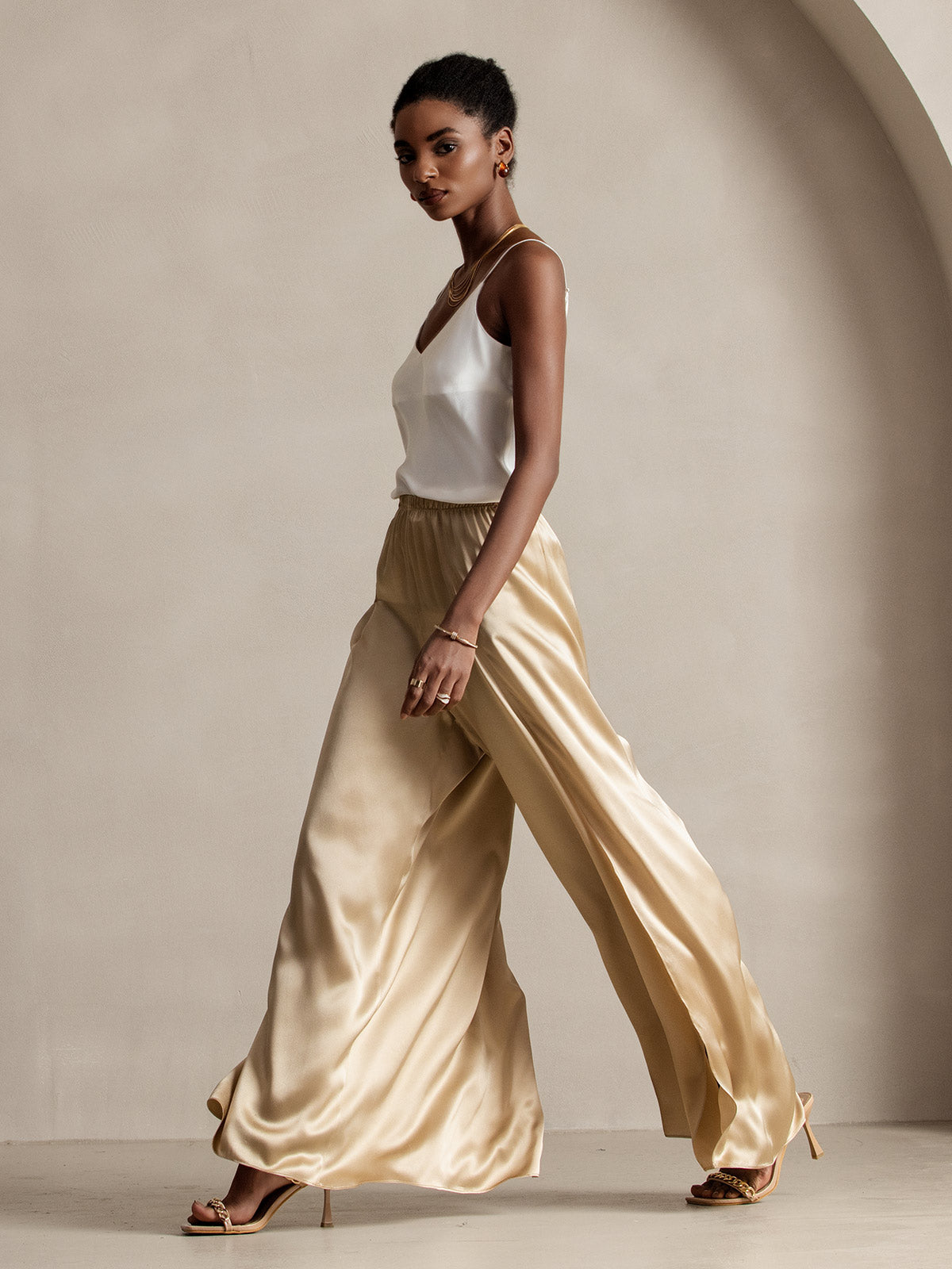 [Champagne] SilkSilky-IT 19Momme Seta Womens Pants 007