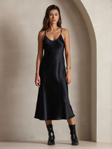 [Nero] SilkSilky-IT Sleeveless V Neck Vestiti da donna 003