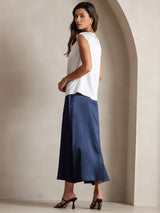 [Bianco] SilkSilky-IT Cap Sleeve Cowl Neck Magliette donna 002