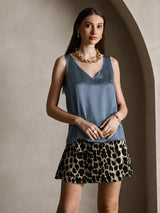 [Verde Petrolio Intenso] SilkSilky-IT Sleeveless V Neck Cami 007