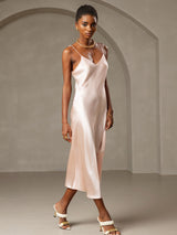 [Rosa] SilkSilky-IT Sleeveless V Neck Vestiti da donna 003