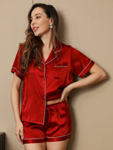 [Vino] SilkSilky-IT Short Sleeve Lapel Collar Pigiami da donna 005