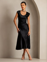 [Nero] SilkSilky-IT Cap Sleeve Vestiti da donna 005