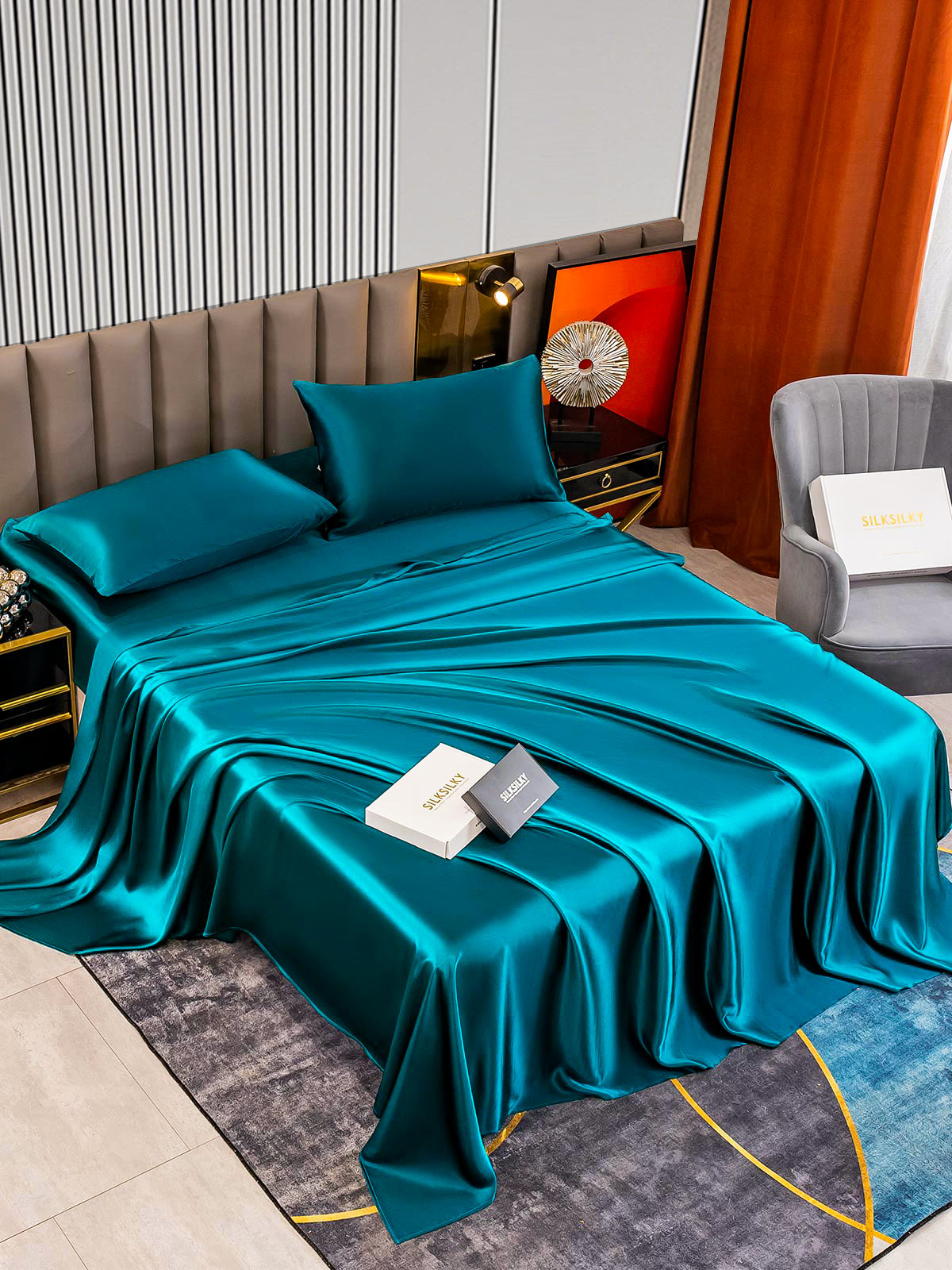 [Verde Acqua] SilkSilky-IT 22Momme Seta pura Bedding Set 002