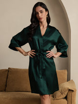 [Verde Scuro] SilkSilky-IT 3/4 Sleeve Vestaglia da donna 004