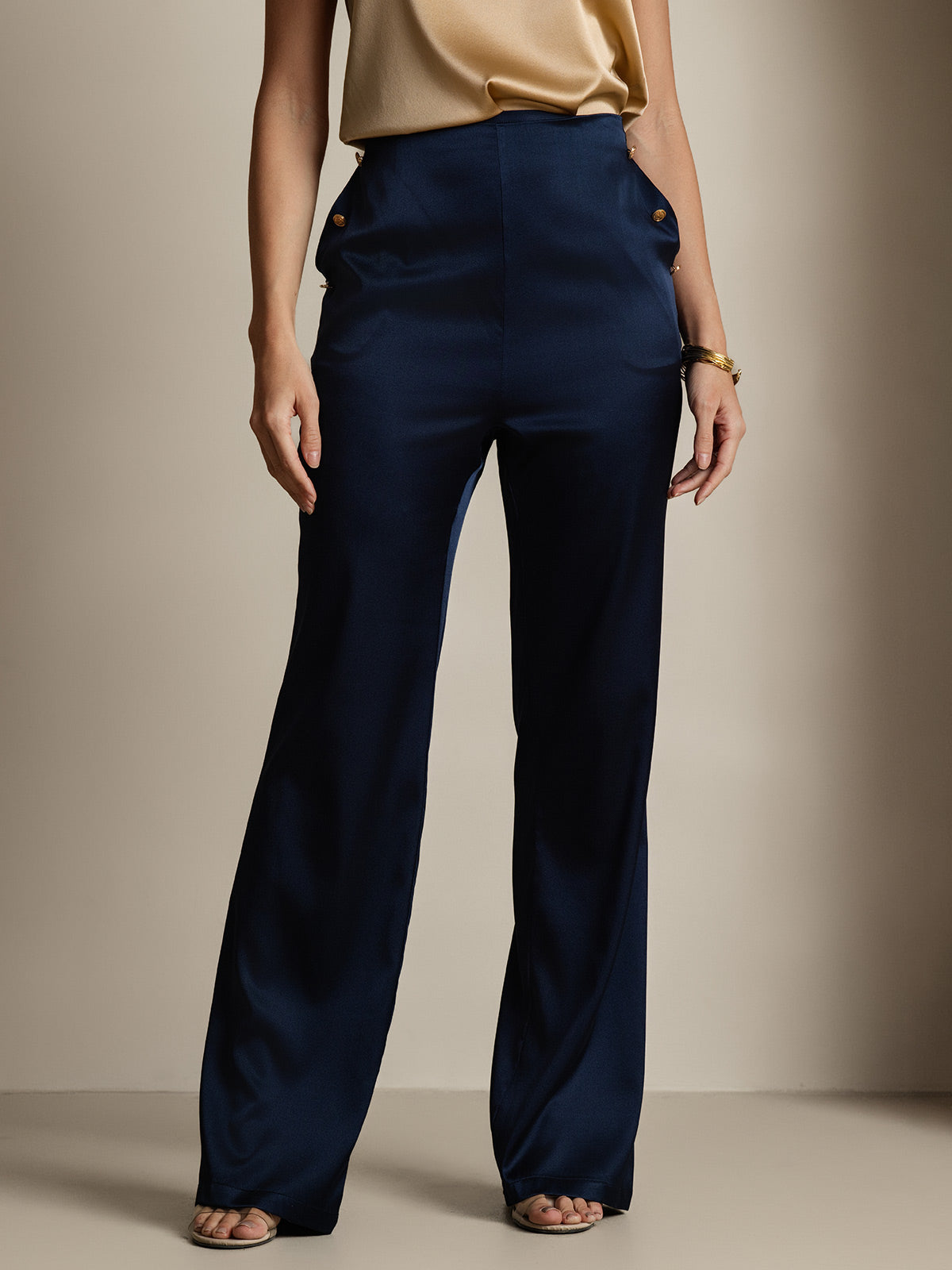 [Blu Scuro] SilkSilky-IT 19Momme Seta Womens Pants 003