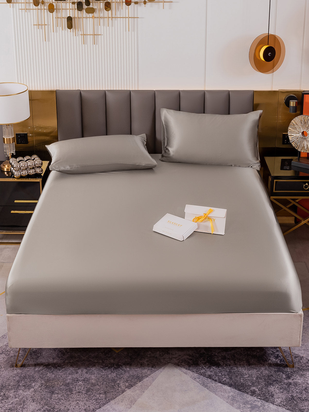 [Grigio] SilkSilky-IT 19Momme Seta pura Bedding Set 002