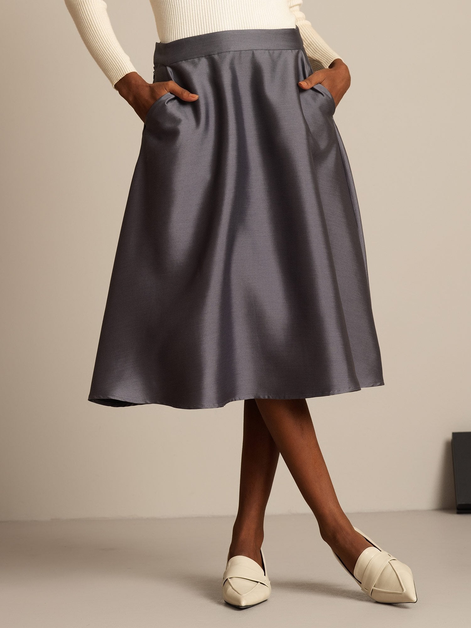 [Grigio] SilkSilky-IT 32Momme Seta Skirt 001,