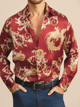 [Drago Vino] SilkSilky-IT Long Sleeve Lapel Collar Camicia da uomo 004