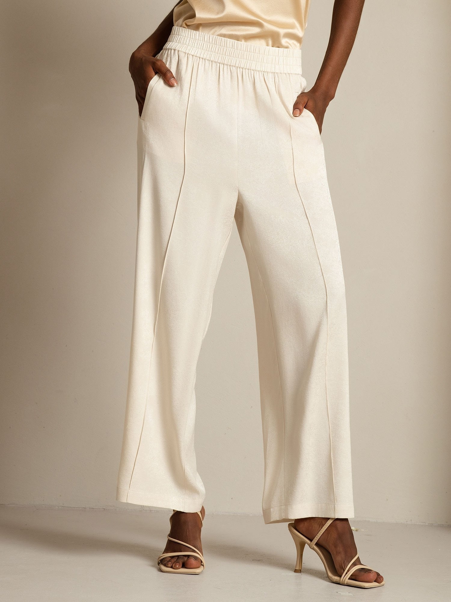 [Beige] SilkSilky-IT 22Momme Seta Womens Pants 003,