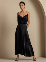 [Nero] SilkSilky-IT Spaghetti Strap Cowl Neck Women's Outfit Sets 008