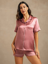[Malva Pallido] SilkSilky-IT Short Sleeve Lapel Collar Pigiami da donna 003
