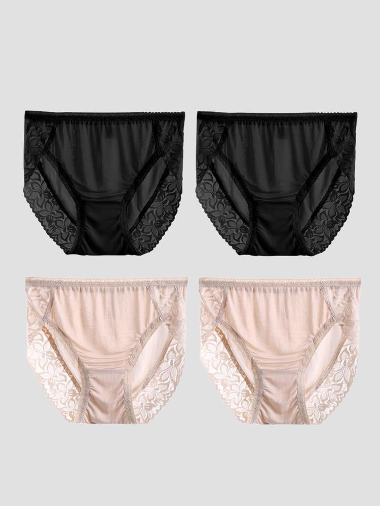 SilkSilky-IT Maglia di seta Panty Nero+Beige 003