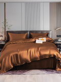 SilkSilky IT 22Momme Seta pura Bedding Set Caffè 001