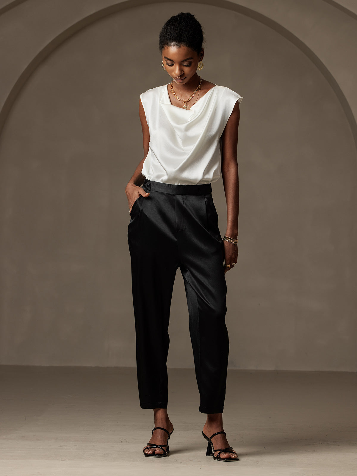 [Nero] SilkSilky-IT 19Momme Seta Womens Pants 001