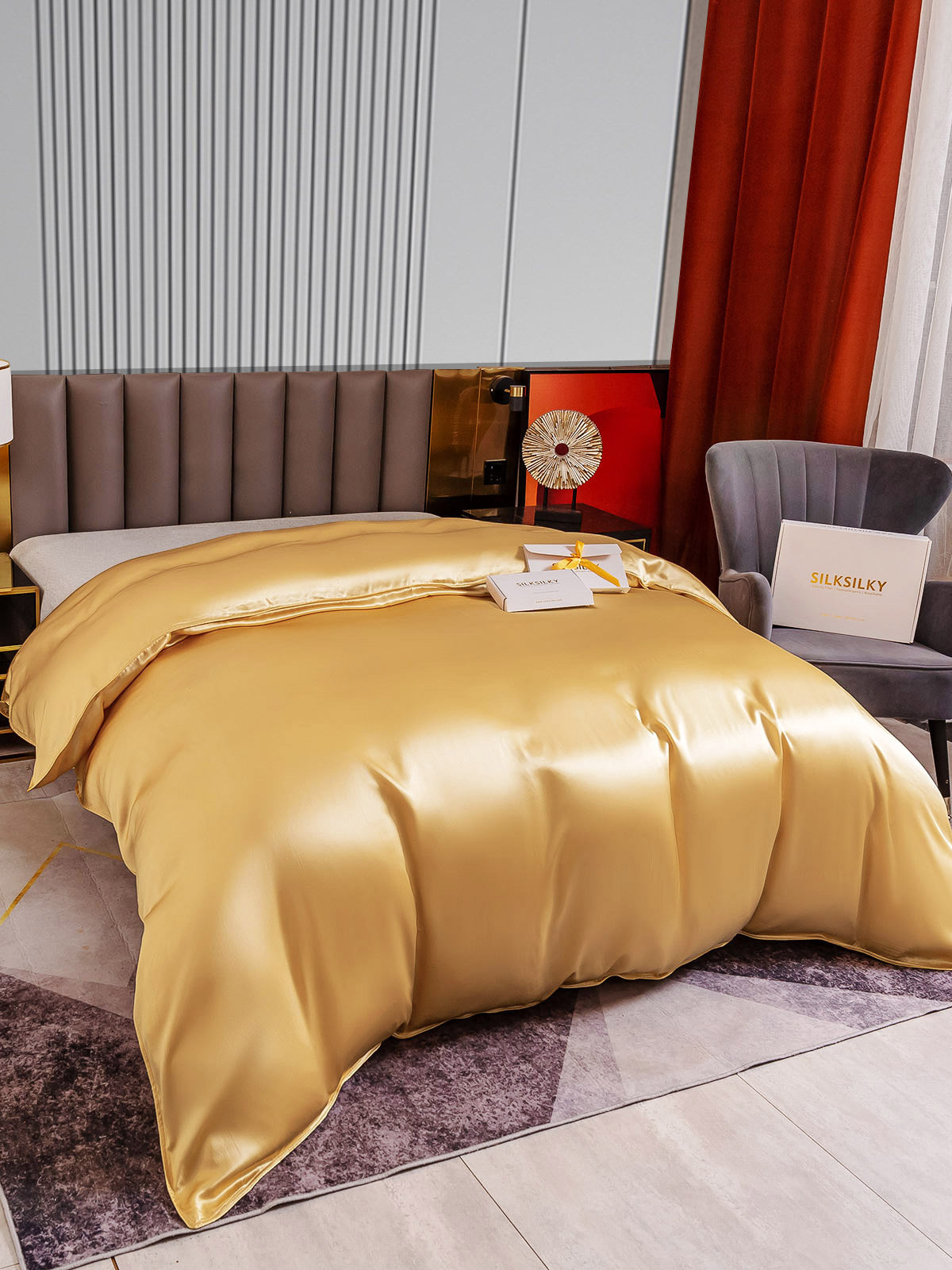 [Champagne] SilkSilky-IT 22Momme Seta pura Duvet Cover 003