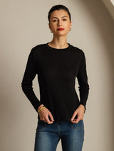 [Nero] SilkSilky-IT Seta pura Womens T-Shirt 007