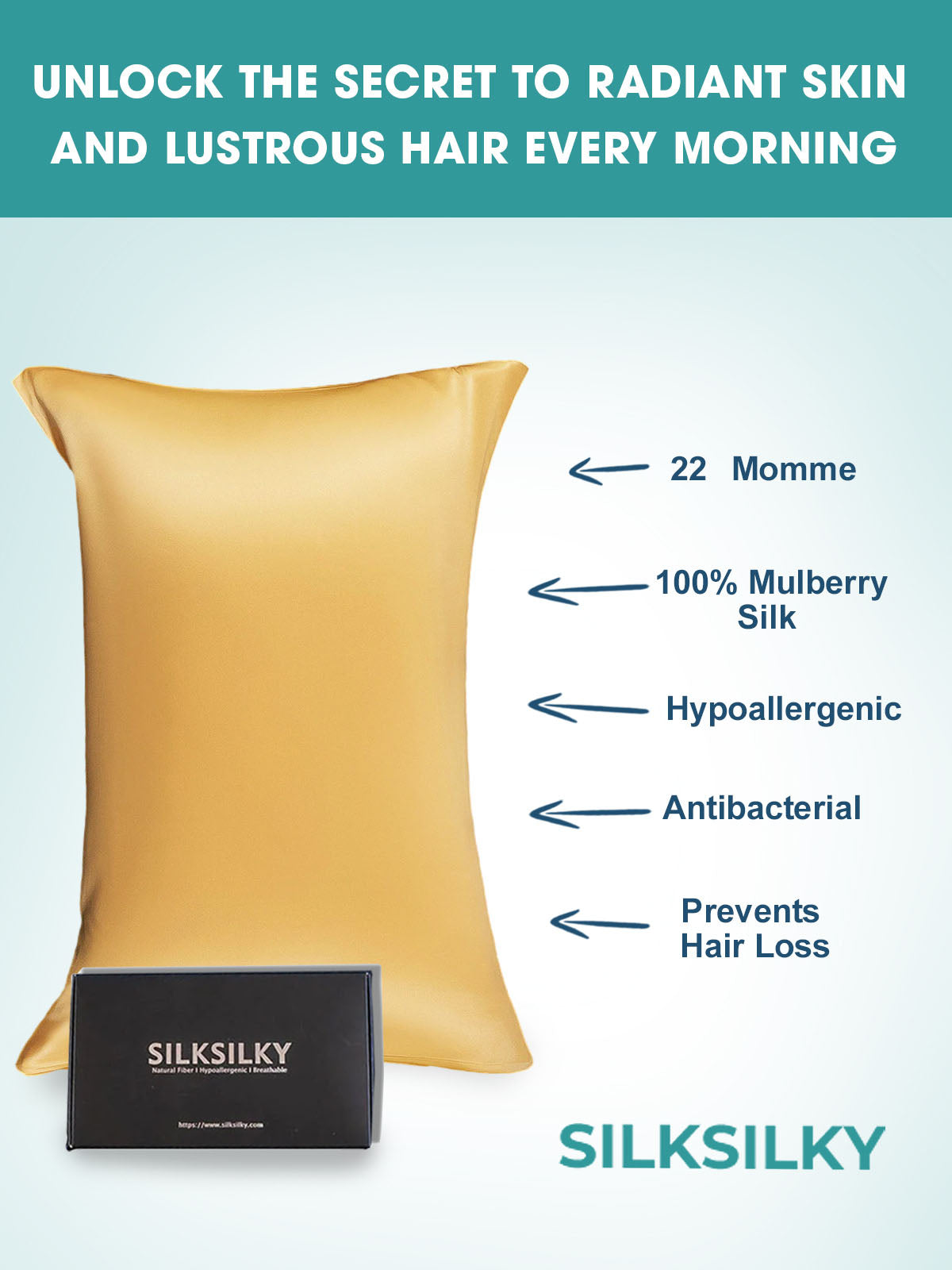 [Champagne] SilkSilky-IT 22Momme Seta pura Pillowcase 003
