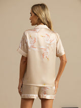 [Champagne] SilkSilky-IT Short Sleeve Lapel Collar Pigiami da donna 002
