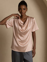 [Toscana] SilkSilky-IT Short Sleeve Cowl Neck Bluse 004