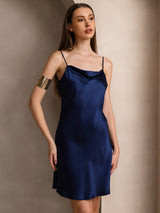 [Blu Scuro] SilkSilky-IT Sleeveless Cowl Neck Vestiti da donna 006