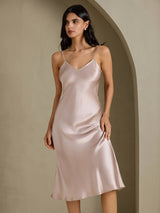 [Grigio Ombra] SilkSilky-IT Sleeveless V Neck Vestiti da donna 006