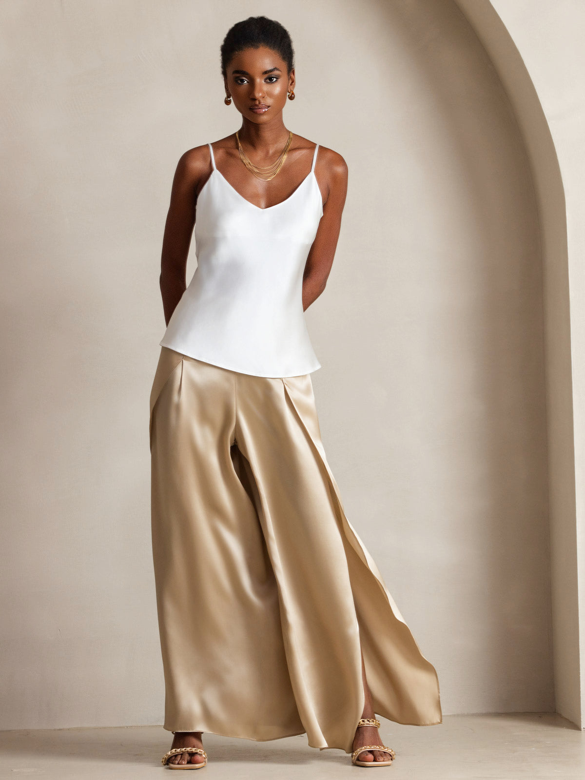 [Bianco] SilkSilky-IT Senza maniche Camisoles 001