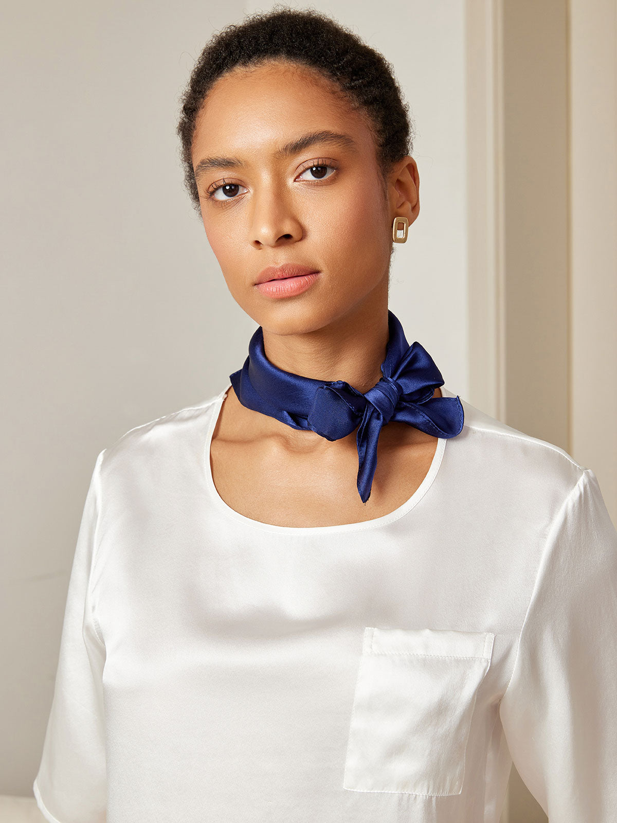 [Blu Scuro] SilkSilky-IT Seta pura Scarf 002