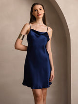 [Blu Scuro] SilkSilky-IT Sleeveless Cowl Neck Vestiti da donna 005