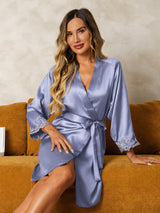 [Blu Acciaio] SilkSilky-IT 3/4 Sleeve Vestaglia da donna 004