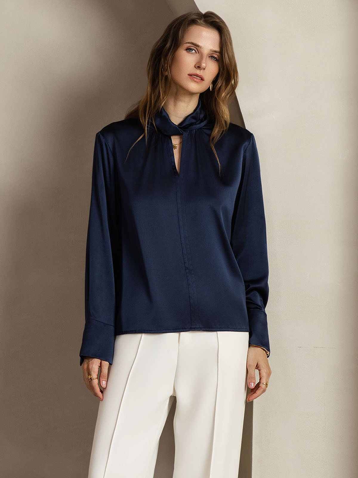 [BluScuro] SilkSilky-IT 19Momme Seta Womens Shirt 005
