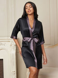 SilkSilky IT Seta pura A metà Womens Robe Nero 006