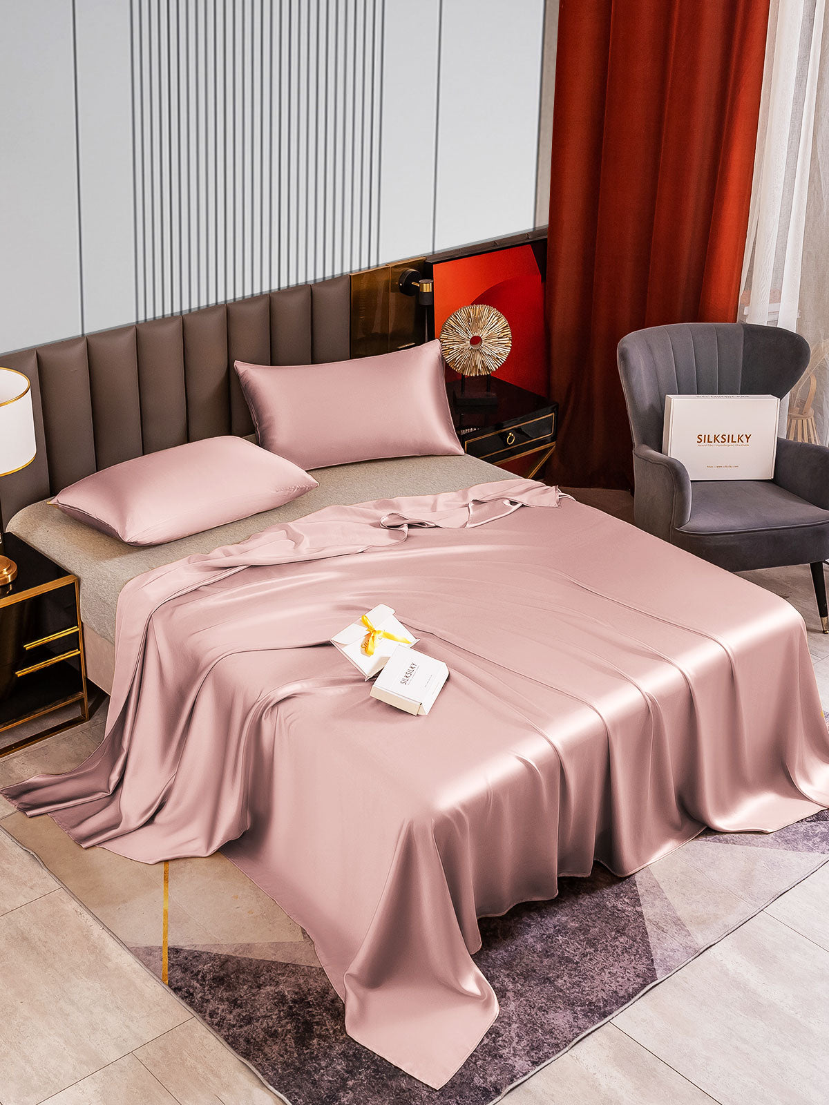 [Malva Pallido] SilkSilky-IT 22Momme Seta pura Bedding Set 002