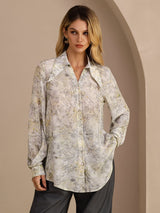 [Fiore di Salvia] SilkSilky-IT Long Sleeve Lapel Collar Camicette 001