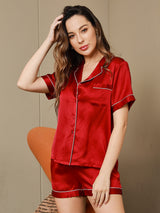 [Vino] SilkSilky-IT Short Sleeve Lapel Collar Pigiami da donna 003