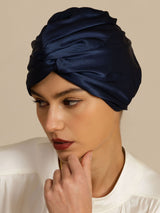 [Blu Scuro] SilkSilky-IT 22Momme Cuffia di seta 005
