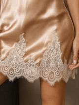 [Champagne] SilkSilky-IT Sleeveless V Neck Camicia da notte 004
